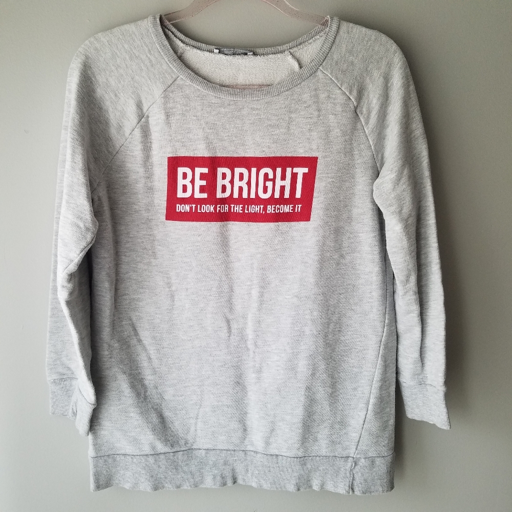 Zara Be Bright Gray Pullover Lightweight Sweatshirt Woman's Size Small